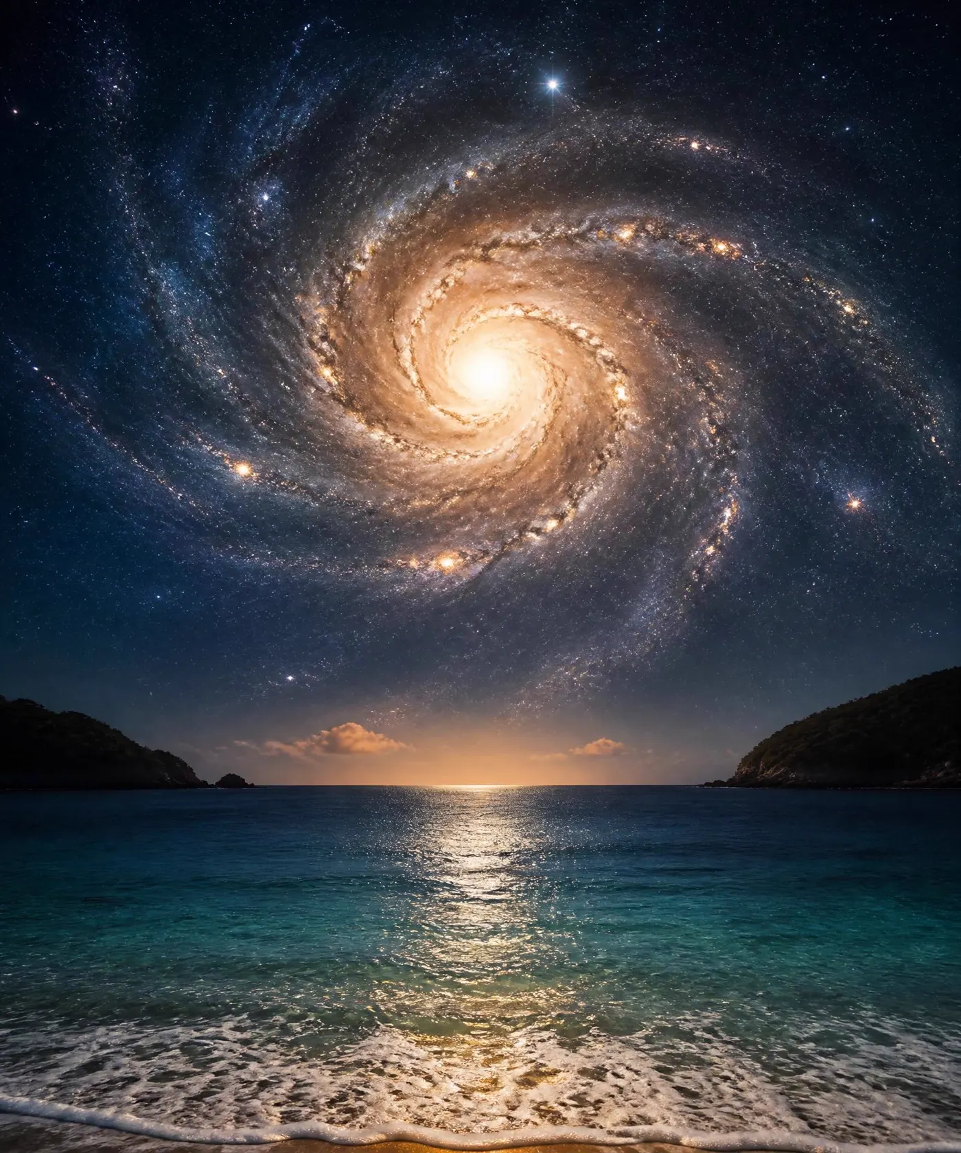 Galaxia espiral sobre el océano de Huatulco